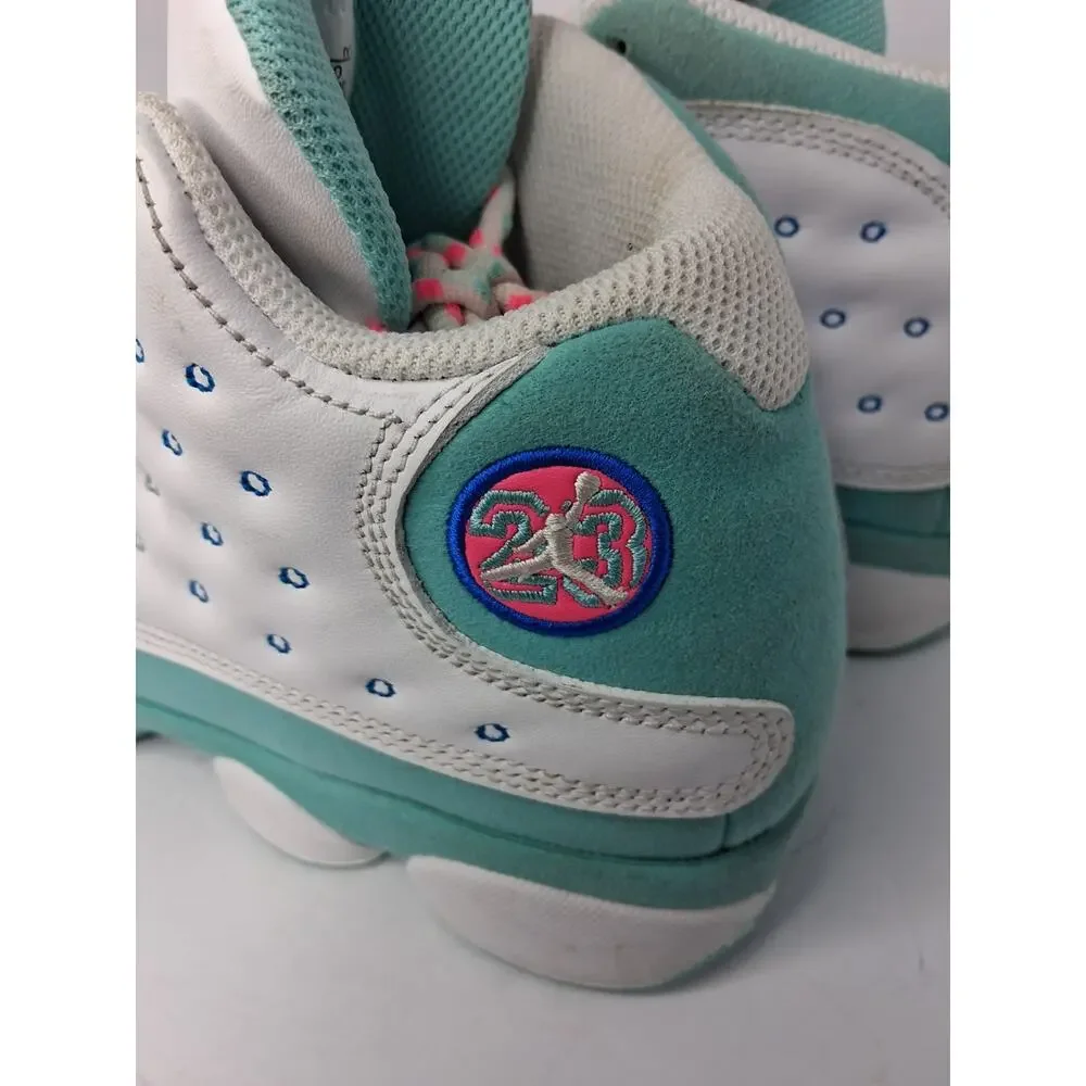 Air Jordan 13 GS Aurora Green Pink White Youth Basketball Shoes 439358-100 5Y